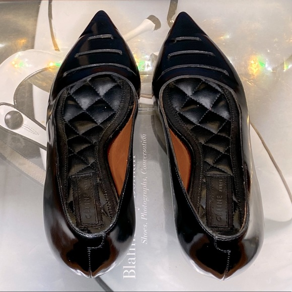 Celine Shoes - Céline Matte Leather Laser-Cut Kitten Heels